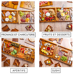 BlauKe Plateau à Fromage en Bois et Couteaux à Fromage – Extra Grand Planche Apero en Acacia