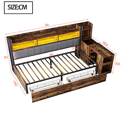 Avis modfu Lit adulte 90x200 cm, avec rangements et tiroirs, en métal, bois naturel