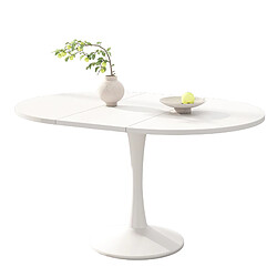 Merax Table à Manger Extensible Ovale-100/140x100x75 Cm-minimaliste Et Moderne-blanc