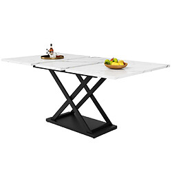 Merax Table à Manger Extensible(120-160 X 80 Cm)-pour La Cuisine Et Le Salon-en Marbre-blanc