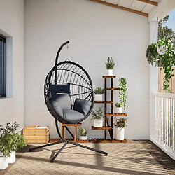 Avis vidaXL Chaise suspendue forme d'œuf et support gris clair rotin acier