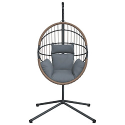 Acheter vidaXL Chaise suspendue forme d'œuf et support gris clair rotin acier