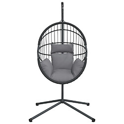 Acheter vidaXL Chaise suspendue en forme d'œuf et support gris rotin et acier