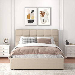 Acheter Concept Usine Lit avec coffre de rangement 140x190cm velours beige SANTA