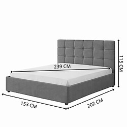 Avis Concept Usine Lit avec coffre de rangement 140x190cm velours gris foncé SANTA