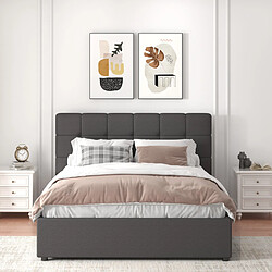 Acheter Concept Usine Lit avec coffre de rangement 140x190cm velours gris foncé SANTA