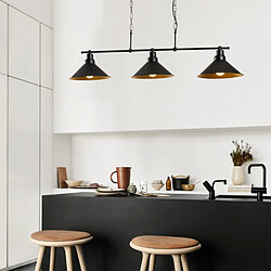 Concept Usine Suspension industreille noire 3 ampoules ERIKA