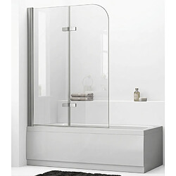 OTITEC Pare-baignoire double panneau – 90 x 140 cm – Chrome – ELIA