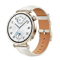 INF Bracelet de montre en cuir véritable pour Huawei Watch GT5 - 18 mm White + Gold