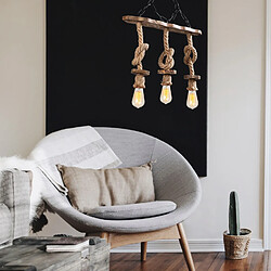 Concept Usine Suspension rustique filaire 3 lampes cordes et bois ZYA