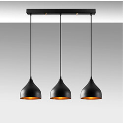 Avis Concept Usine Suspension en métal noir 3 ampoules LOUISE