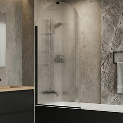 OTITEC Pare-baignoire flûté – 80 x 140 cm – Noir – LIVIA