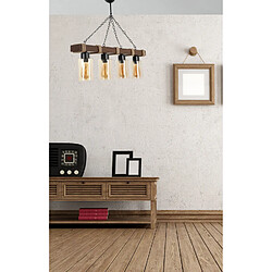 Concept Usine Suspension filaire 4 lampes bois et métal SAPHIA