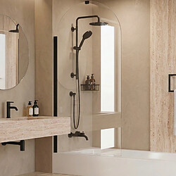 OTITEC Pare-baignoire – 80 x 140 cm – Noir – LIVIA