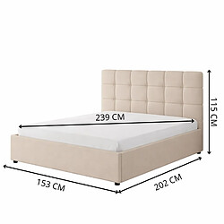 Avis Concept Usine Lit avec coffre de rangement 140x190cm velours beige SANTA