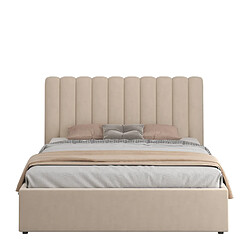 Avis Concept Usine Lit avec coffre de rangement 140x190cm velours beige SAVANNAH