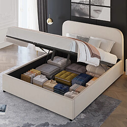 Acheter Concept Usine Lit avec coffre de rangement 140x190cm velours beige HOUSTON
