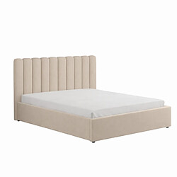 Concept Usine Lit avec coffre de rangement 140x190cm velours beige SAVANNAH 