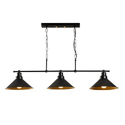 Concept Usine Suspension industreille noire 3 ampoules ERIKA