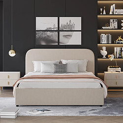 Concept Usine Lit avec coffre de rangement 140x190cm velours beige HOUSTON pas cher