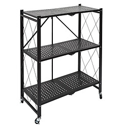 Toilinux Etagère pliable 3 niveaux en fer et Polypropylène - Noir