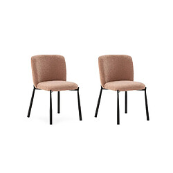Casanova Lot de 2 chaises pieds en métal noir - Rose