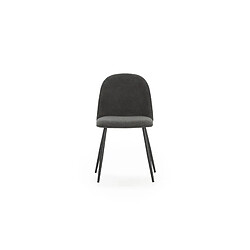 Casanova Lot de 4 chaises pieds en métal noir - Gris foncé