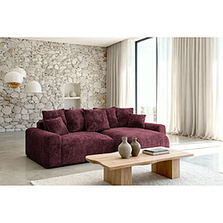 Casanova Canapé d'angle convertible tissu chenille 4 places Bordeaux