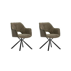 Casanova Lot de 2 chaises pieds en métal noir Vert