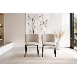 Casanova Lot de 2 chaises pieds en métal noir - Beige