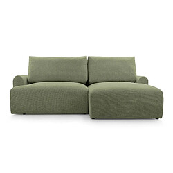 Casanova Canapé d'angle convertible tissu lisse 4 places Droit - Vert