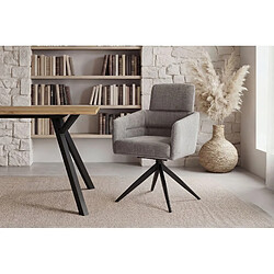 Casanova Lot de 2 chaises pieds en métal noir - Gris foncé