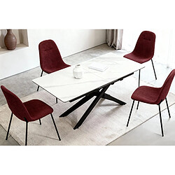 Casanova Lot de 4 chaises pieds en métal noir Rouge pas cher