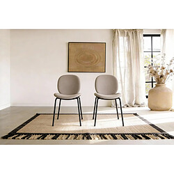 Casanova Lot de 2 chaises pieds en métal noir - Beige