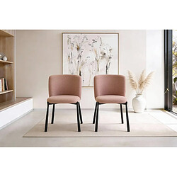 Casanova Lot de 2 chaises pieds en métal noir - Rose