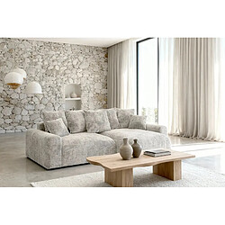 Casanova Canapé d'angle convertible tissu chenille 4 places Beige