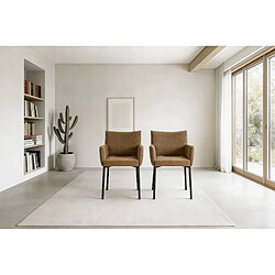 Casanova Lot de 2 chaises pieds en métal noir Terracotta