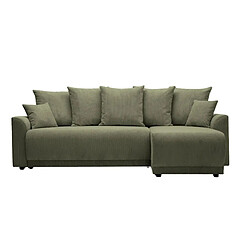 Casanova Canapé d'angle convertible velours côtelé 3 places - Vert