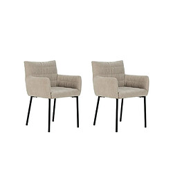 Casanova Lot de 2 chaises pieds en métal noir Beige