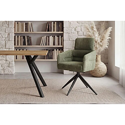 Casanova Lot de 2 chaises pieds en métal noir - Vert