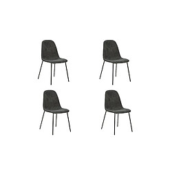 Casanova Lot de 4 chaises pieds en métal noir Gris