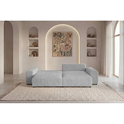 Casanova Canapé d'angle convertible velours côtelé 4 places Gris clair pas cher