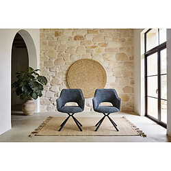 Casanova Lot de 2 chaises pieds en métal noir Bleu