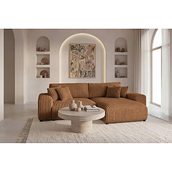 Casanova Canapé d'angle convertible velours côtelé 4 places Terracotta