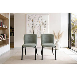 Casanova Lot de 2 chaises pieds en métal noir - Vert