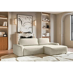 Casanova Canapé d'angle convertible tissu texturé 4 places Droit Beige