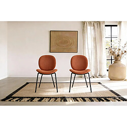 Casanova Lot de 2 chaises pieds en métal noir - Terracotta