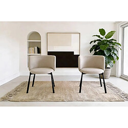 Casanova Lot de 2 chaises pieds en métal noir Beige
