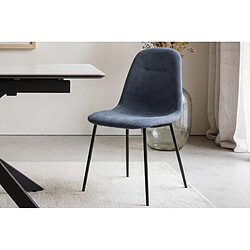 Casanova Lot de 4 chaises pieds en métal noir Bleu