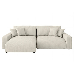 Casanova Canapé d'angle convertible velours côtelé 4 places - Beige